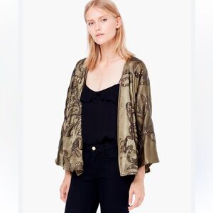 Mango Olive sequins Embellished satin kimono shrug festive party